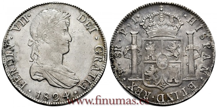 Cy15215-2.-FERNANDO VII - 8 Reales 1824 Potosi P.J.-EBC.