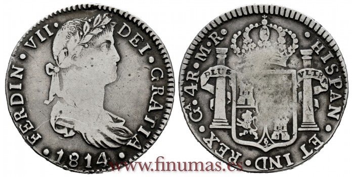 Cy14836.-FERNANDO VII - 4 Reales 1814 Guadalajara M.R.-BC.
