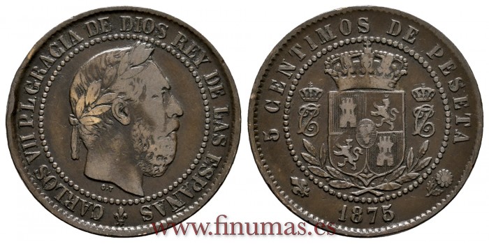 Cy16541.- CARLOS VII - 5 Centimos 1875 Oñate.- MBC+.