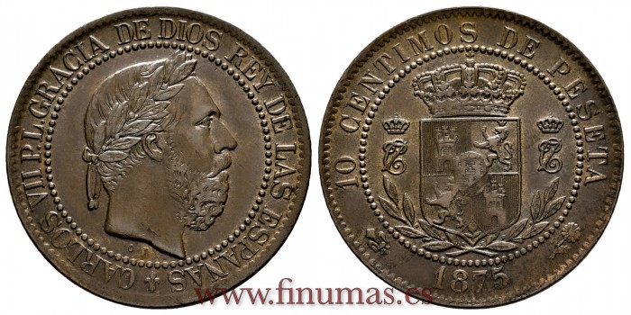 Cy16542.- CARLOS VII - 10 Centimos 1875 Oñate.- EBC.