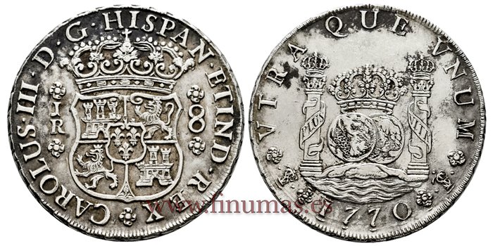 Cy11203.-CARLOS III - 8 Reales 1770 Potosi J.R.- EBC