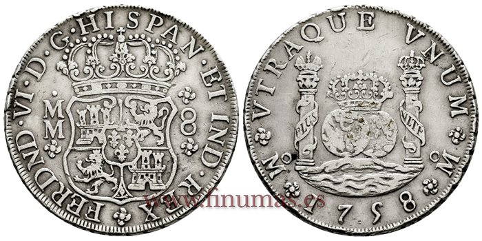 Cy09896.-FERNANDO VI - 8 Reales 1758 Mexico M.M.- MBC+