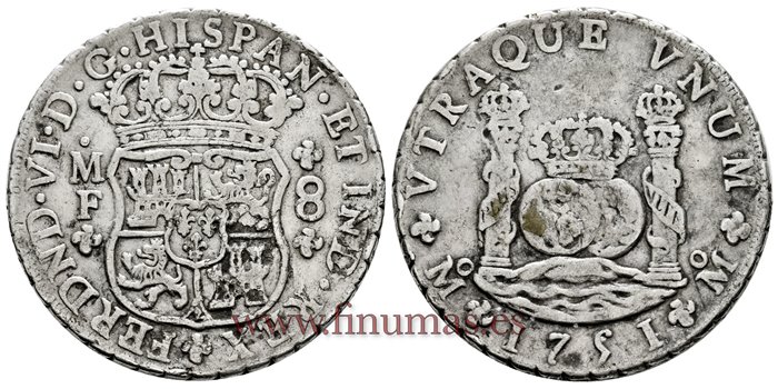 Cy09841.-FERNANDO VI - 8 Reales 1751 Mexico M.F.- MBC-