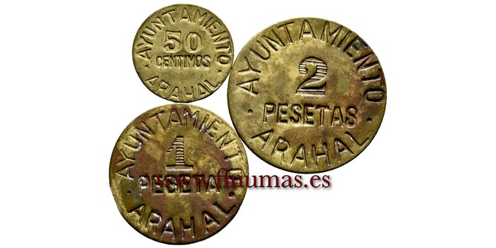 Cy16800.- GUERRA CIVIL - Ayuntamiento de ARAHAL serie 3 piezas - EBC