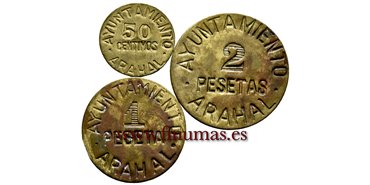 Cy16800.- GUERRA CIVIL - Ayuntamiento de ARAHAL serie 3 piezas - EBC