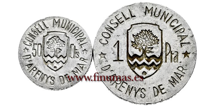 Cy16776.- GUERRA CIVIL - ARENIS DE MAR. Serie 2 piezas - EBC