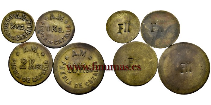 Cy16815-3.- GUERRA CIVIL - PUEBLA DE CAZALLA Serie 4 piezas con valor en kilos - EBC
