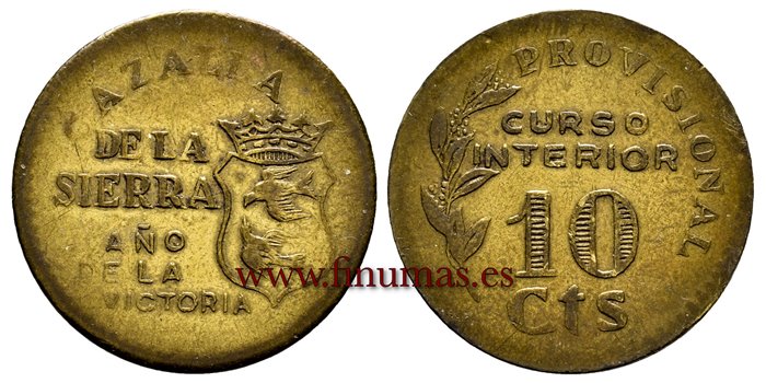 Cy16801.- GUERRA CIVIL - CAZALLA DE LA SIERRA 10 Ctm. 1939.- MBC+