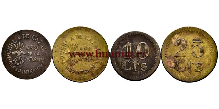 Cy16806.- GUERRA CIVIL - PUEBLA DE CAZALLA Serie 2 piezas N/D. Latón.- MBC+