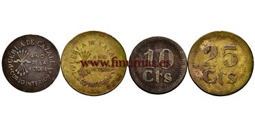 Cy16806.- GUERRA CIVIL - PUEBLA DE CAZALLA Serie 2 piezas N/D. Latón.- MBC+