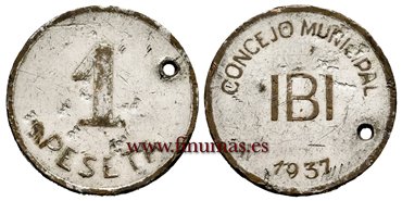 Cy16782.- GUERRA CIVIL - IBI  1 piezas  1937. Latón  niquelado.- MBC