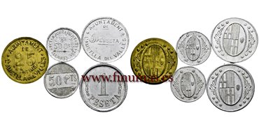 Cy16815-3.- GUERRA CIVIL - L´AMETLIA DEL VALLES. Serie de 5 piezas 1937.  EBC