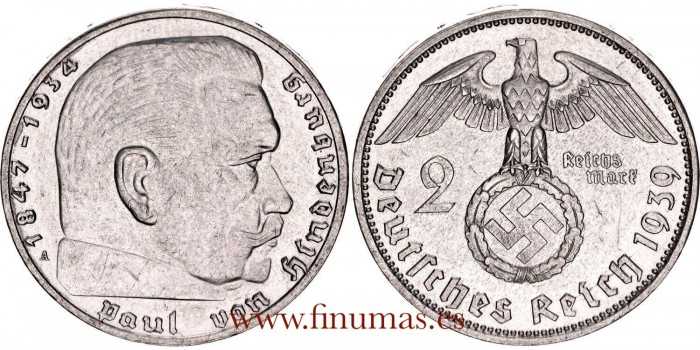 GERMANY III REICH - K-093 - 2 Reichmark 1937 A. MBC+