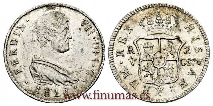 Cy14558P.- FERNANDO VII - 2 Reales 1811 Valencia G.S. - SC- VER.