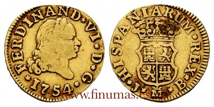 Cy09936.- FERNANDO VI 1/2 ESCUDO 1754 MADRID J.B. - B.C