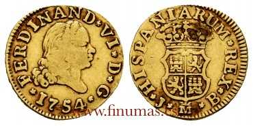Cy09936.- FERNANDO VI 1/2 ESCUDO 1754 MADRID J.B. - B.C
