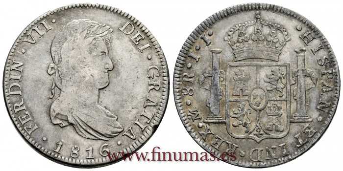 Cy15098.-FERNANDO VII - 8 Reales 1816 Mexico J.J.-MBC+