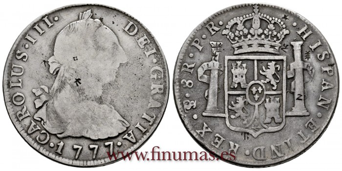 Cy11264.- CARLOS III - 8 Reales 1777 Potosi P.R. - BC