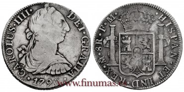 CY13020.- CARLOS IV - 8 Reales 1790 Mexico F.M. -B.C.