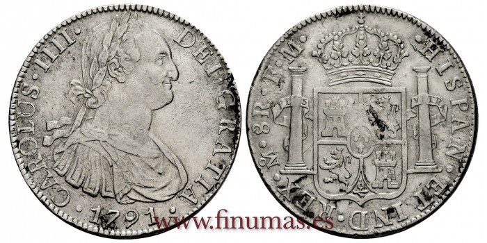 CY13029.- CARLOS IV - 8 Reales 1791 Mexico F.M. - E.B.C