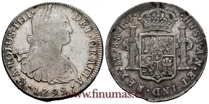 CY13036.- CARLOS IV - 8 Reales 1792 Lima  I.J. -M.B.C.