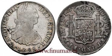 CY13036.- CARLOS IV - 8 Reales 1792 Lima  I.J. -M.B.C.