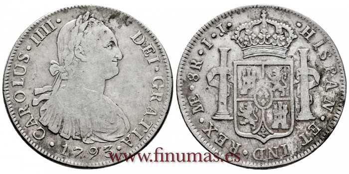 CY13043.- CARLOS IV - 8 Reales 1793 Lima I.J. -M.B.C.