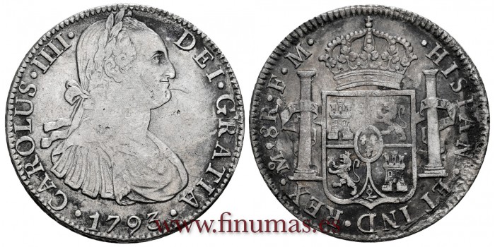 CY13044-2.- CARLOS IV - 8 Reales 1793 Mexico F.M. -M.B.C.