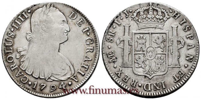CY13049.- CARLOS  IV - 8 Reales 1794 Lima I.J. -M.B.C.