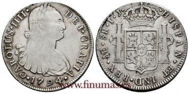 CY13049.- CARLOS  IV - 8 Reales 1794 Lima I.J. -M.B.C.