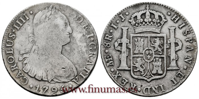 CY13056.- CARLOS IV - 8 Reales 1795 Lima I.J. -B.C.
