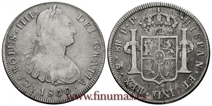 CY13096.- CARLOS IV - 8 Reales 1800 Potosi P.P. -M.B.C.