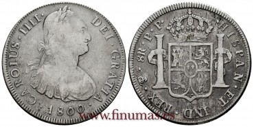 CY13096.- CARLOS IV - 8 Reales 1800 Potosi P.P. -M.B.C.