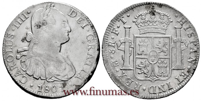 CY13103.- CARLOS IV - 8 Reales 1801 Mexico F.T.  - E.B.C
