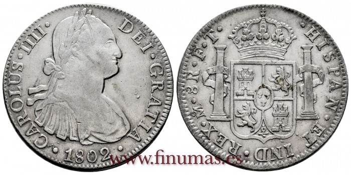 CY13112.- CARLOS IV - 8 Reales 1802 Mexico F.T. - E.B.C