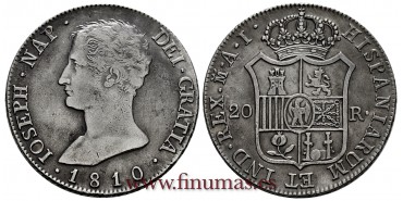 CY13864.- JOSE NAPOLEON - 20 Reales 1810 Madrid A.I.  - E.B.C-