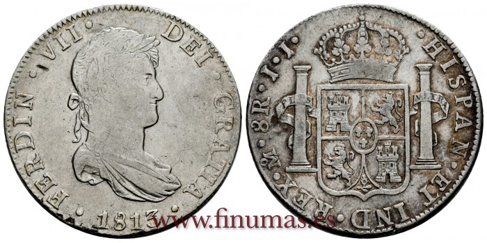 CY15035.- FERNANDO VII - 8 Reales 1813 Mexico J.J. -M.B.C.