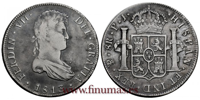 CY15041.- FERNANDO VII - 8 Reales 1813 Potosi P.J.  -M.B.C.