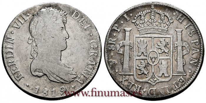 CY15141.- FERNANDO VII - 8 Reales 1819 Potosi P.J. -B.C.