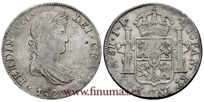 CY15150.- FERNANDO VII - 8 Reales 1820 Mexico J.J. -M.B.C.