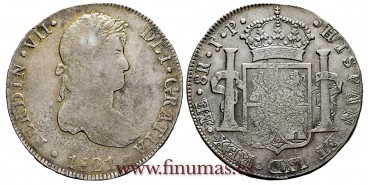 CY15166.- FERNANDO VII - 8 Reales 1821 Lima J.P.  -M.B.C.