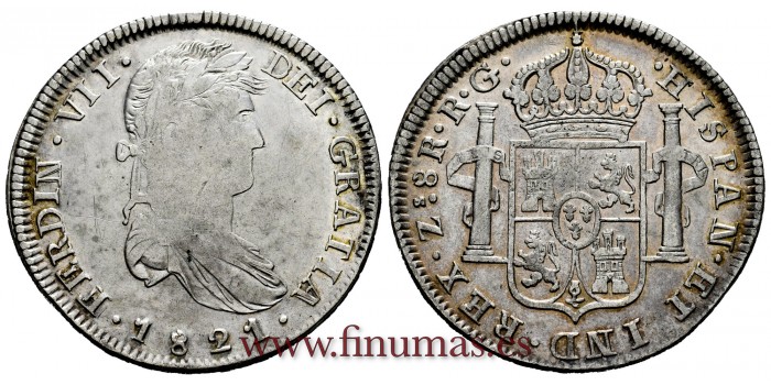 CY15175.- FERNANDO VII - 8 Reales 1821 Zacatecas R.G. -M.B.C.+