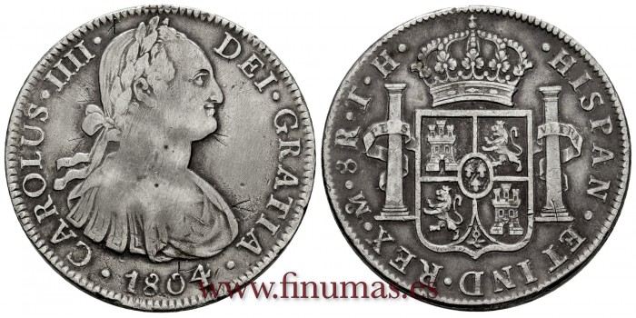 CY13130.- CARLOS IV - 8 Reales 1804 Mexico T.H.  -M.B.C.