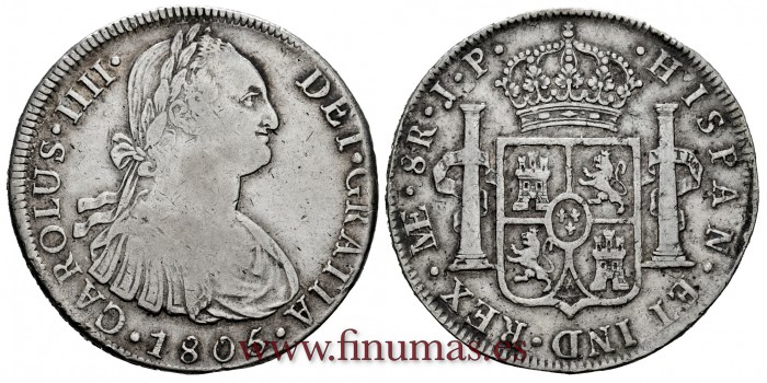 CY13136.- CARLOS IV - 8 Reales 1805 Lima J.P.  -M.B.C.