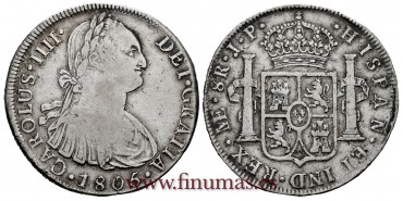 CY13136.- CARLOS IV - 8 Reales 1805 Lima J.P.  -M.B.C.