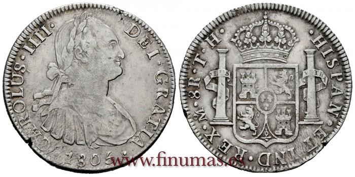 CY13138.- CARLOS IV - 8 Reales 1805 Mexico T.H.  -M.B.C.