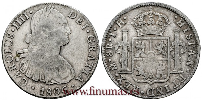 CY13144.- CARLOS IV - 8 Reales 1806 Mexico T.H.  -M.B.C.
