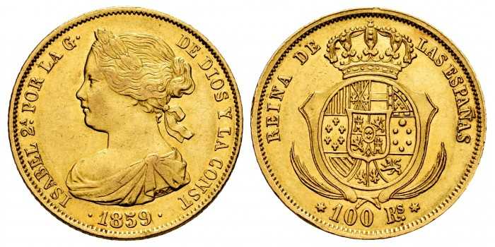 Cy16463.- ISABEL II - 100 Reales 1859 Madrid - EBC