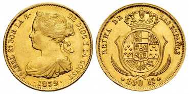 Cy16463.- ISABEL II - 100 Reales 1859 Madrid - EBC