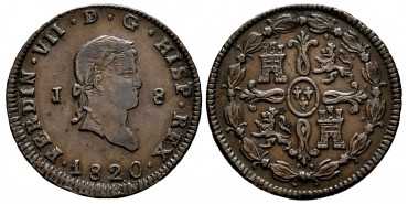 Cy14086.2.- FERNANDO VII -8 Maravedis 1820 Jubia - MBC+